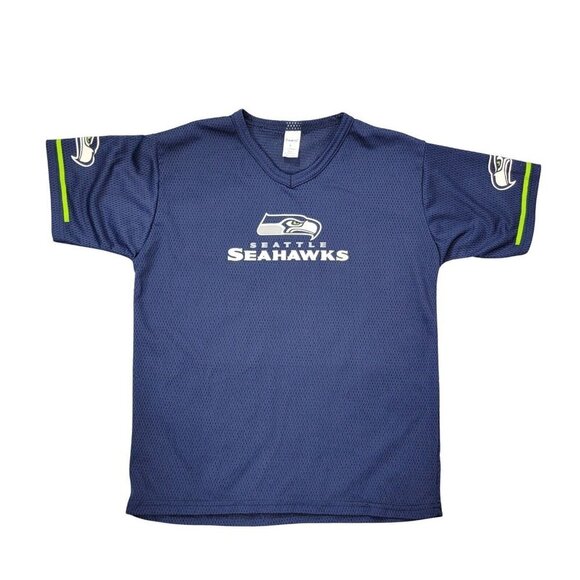 Franklin Other - NFL Seattle Seahawks Youth Football Mesh Jersey Size Large Navy Green V Neck